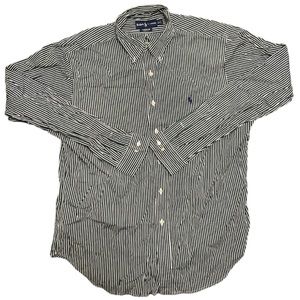 Polo Ralph Lauren Green and White Pinstripe Button Down Shirt